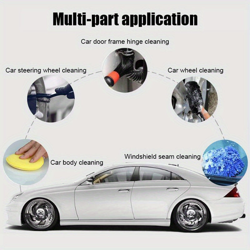 12pcs/set Car Cleaning Brush Set 5pcs Car Detailing Brush Soft Material Auto Wash Brush Set Car Interior Rim Brushes
