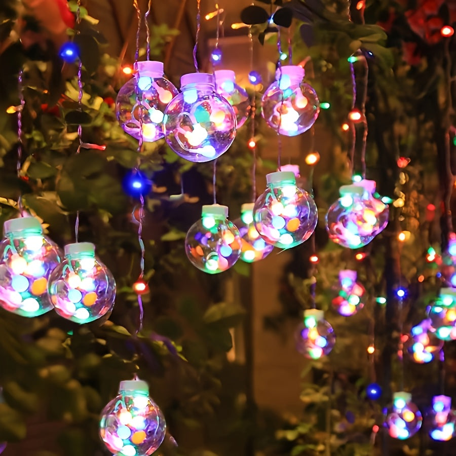 118.11" Wishing Ball String Lights with Remote Control, 2025 New Model, 8 Lighting Modes, 108 Leds, 12 Wishing Balls, Wall-Mounted, Plastic, for Home Gatherings, Party, Indoor Holiday Decorations, Car Additions, Room Decor, Mother'S Day Gifts
