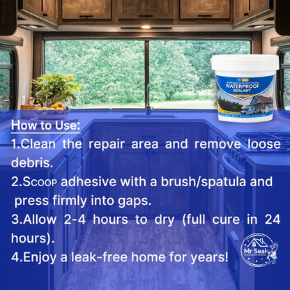 [Waterproof RV Sealant] Transparent Waterproof Sealant for RV, Transparent Waterproof, Leak Repair Glue for RV, Roof, Heavy Duty Sealant for Pipes, Clear Crack Filler, Water-base Glue, DIY Gutter Repair Kit, Multi-surface Adhesive, Emergency Leak Fix, Fas
