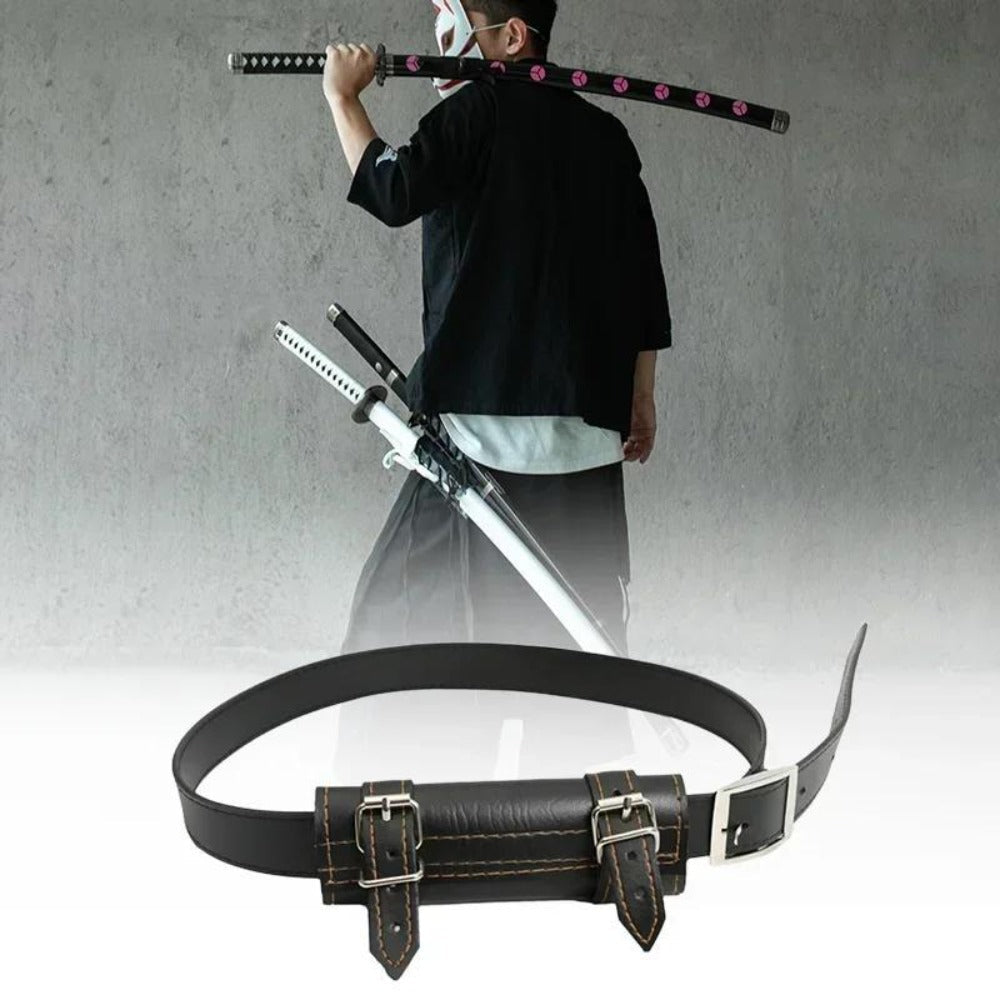 Samurai Sword Belt Holder – Japanese Katana Waist Holster for Anime Cosplay, Medieval Costume Prop, Real-Size Sabre Sleeve Carrier for Adults, Black & White