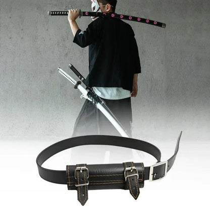 Samurai Sword Belt Holder – Japanese Katana Waist Holster for Anime Cosplay, Medieval Costume Prop, Real-Size Sabre Sleeve Carrier for Adults, Black & White