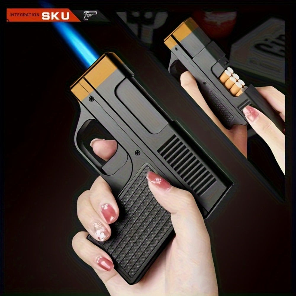 Cigarette Box Lighter Creative Design – Windproof Butane Torch with Adjustable Flame, Cigar & BBQ Lighter, Outdoor Portable Kitchen Baking Essential, Unique Gift Idea (Butane Not Included)