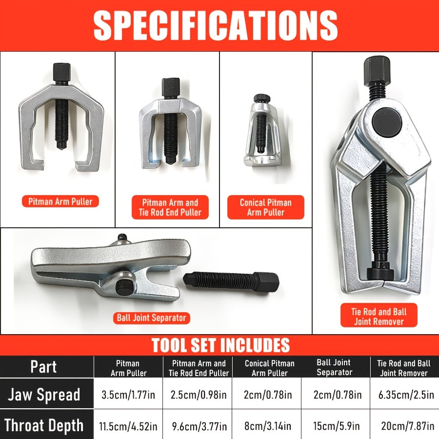 1 Set Of 5pcs Ball Head Extractor, Multi-functional Puller, Lower Arm Cross Pull Rod Head Disassembly And Extraction Tool, Cross Bar Puller, Disassembly Tool, Tractioner Set.