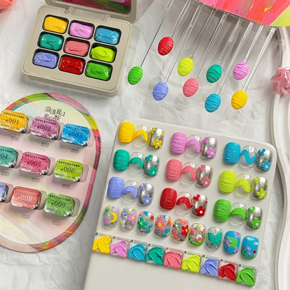 UV Gel Nail Polish Set 9 Colors Dopamine Summer – High-Saturation Gradient Soak Off Semi Permanent Nail Art Kit for Salon & DIY Manicure Gift for Women