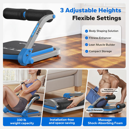 Ab Trainer Abdominal Machine – Multifunctional Core Strength Trainer for Home Gym, Waist Slimming & Belly Fat Workout, Adjustable Ab Roller Exercise Equipment for Men & Women, Red & Blue Available