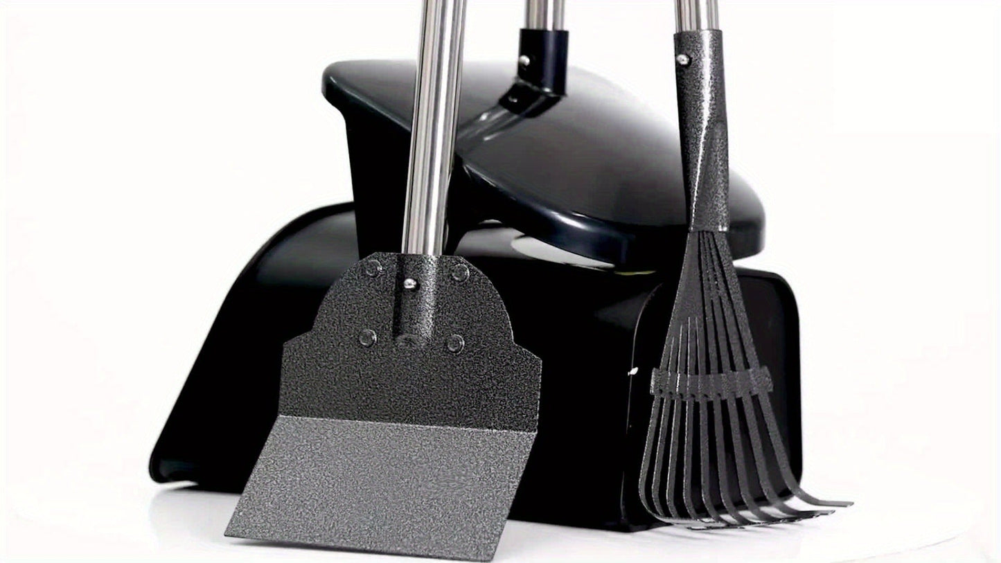 Dog Pooper Scooper with Long Handle & Swivel Bin - Heavy Duty Rake Spade Set, 40 Waste Bags Included, Pet Waste Removal for Yard Grass Gravel