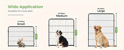 Metal Dog Playpen with Door DIY 8 or 16 Panel Foldable Pet Pen for Small Medium Large Dogs Puppies Easy Assemble Indoor Outdoor Use 24 32 40 Inch Height