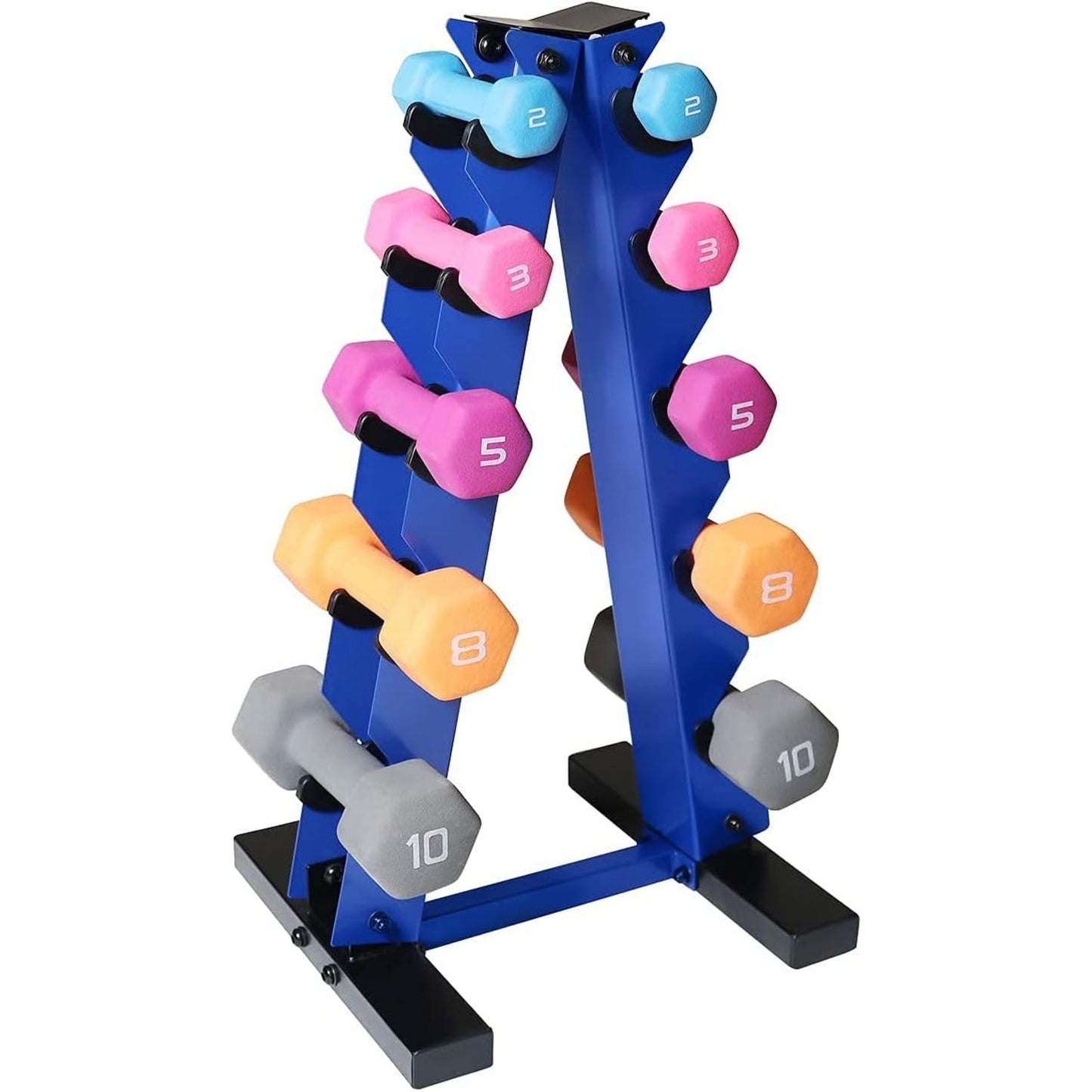 Dumbbell Rack A-Frame 5-Tier Heavy Duty Weight Storage Stand – Space-Saving Vertical Dumbbell Holder for Home Gym, Holds 5-25LB Hex & Rubber Dumbbells