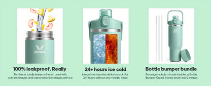 Stainless Steel Tumbler with Handle and Straw Vacuum Insulated Water Bottle 2-in-1 Lid Chug Lid Straw Lid Silicone Boot Matte Finish Gift for Women Men Christmas