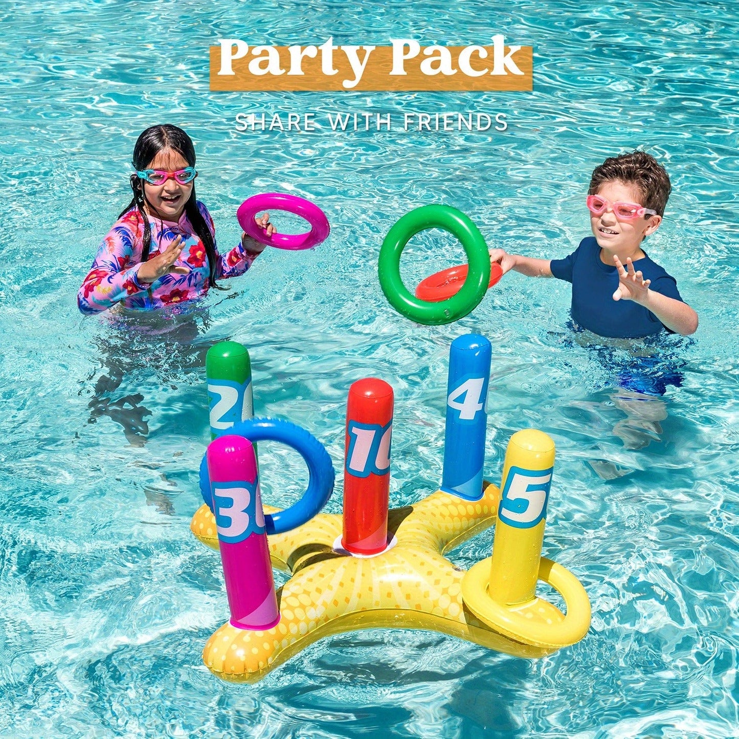 Inflatable Pool Toss Game Set – 2-in-1 Ring Toss & Cornhole Floating Swimming Pool Party Games for Kids & Adults