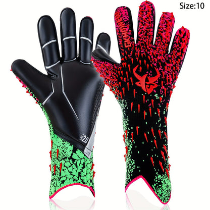 Soccer Goalkeeper Gloves with 4mm Grip Palm - Ventilated Goalie Gloves for Youth & Adults, Flexible Finger Protection, Sizes 6-10, Black Green, Red Green, Blue Pink
