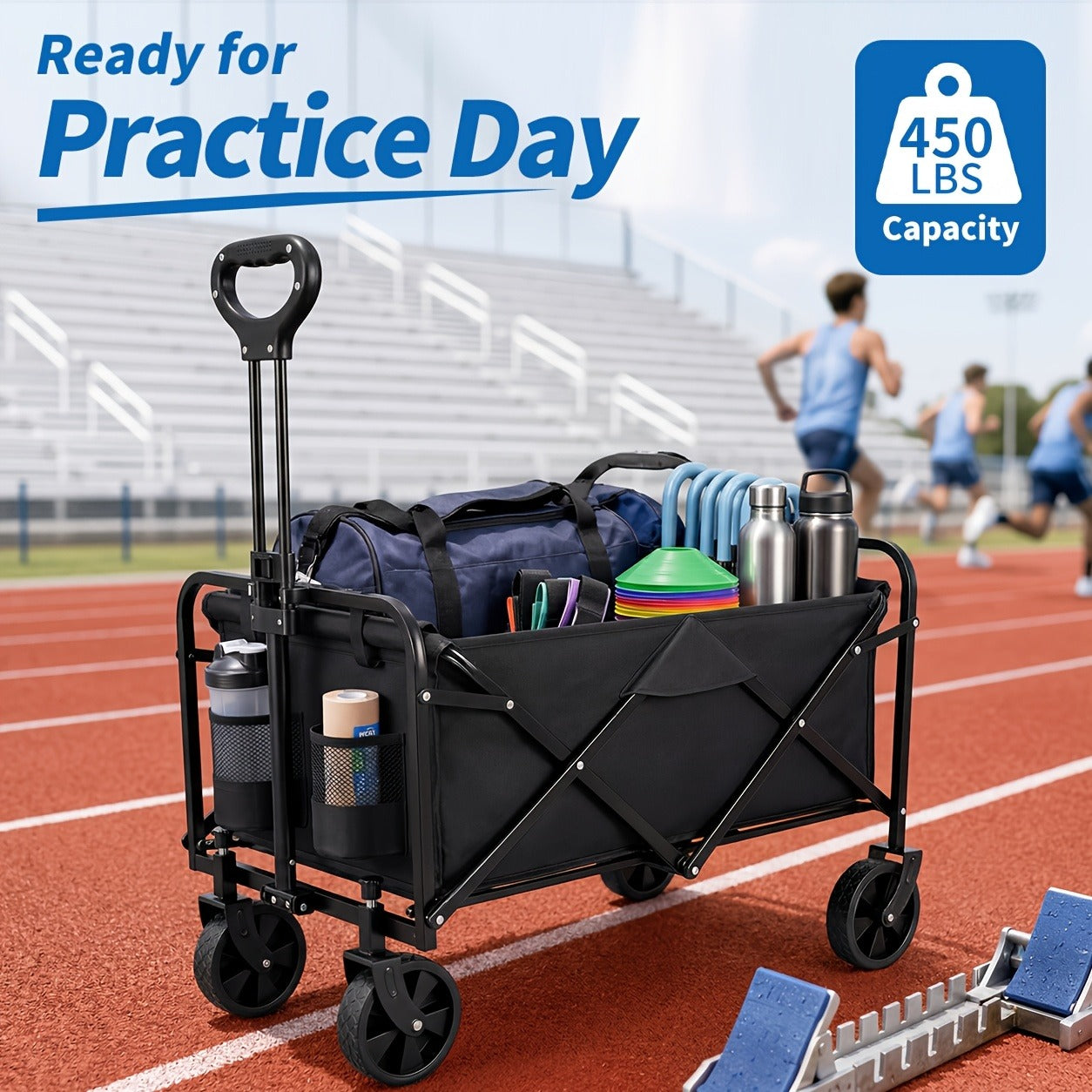 Heavy-Duty Folding Utility Cart 450LBS Iron Frame 800D Oxford No Assembly
