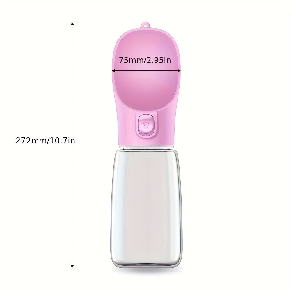 Portable Dog Water Bottle with Food Storage - Leakproof 2-in-1 Pet Travel Bottle for Hiking, Walking & Outdoor Activities, Water Only or Water + Grain Combo, Green / Pink / White