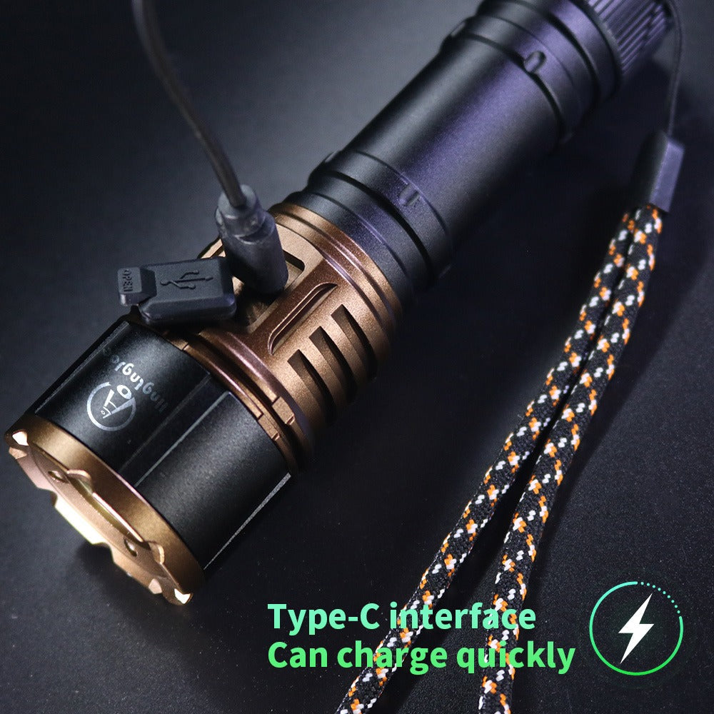 Zoomable LED Flashlight 4500LM, Aluminum Alloy Torch Fresnel Lens Adjustable Beam, 21700 3000mAh Rechargeable Battery, Fire Starting, Long Runtime for Camping Fishing Survival Night Cycling Power Outage