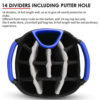 Golf Cart Bag with Full-Length Dividers – Sturdy Spacious Stand Bag with Multiple Pockets for Golf Club Organization, Accessories Storage, Men & Women Golfers