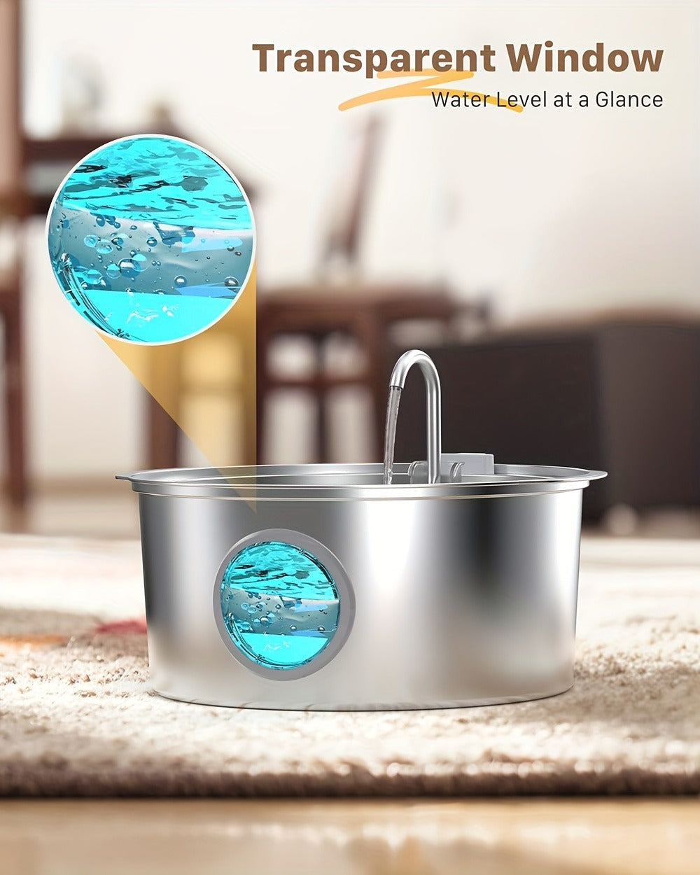 Stainless Steel Pet Water Fountain 1.85 Gal - Smart 304 SS Large Capacity Cat Dog Automatic Water Dispenser, Silent Pump, Filter Chip, Water Level Window