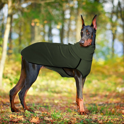 High Neck Dog Coat Warm Pullover – Solid Color Woven Polyester Pet Jacket, Machine Washable, All-Season Fall & Winter Dog Apparel for Small Medium Large Breeds, Colors: Burgundy, Navy, Green, Sizes XL–4XL