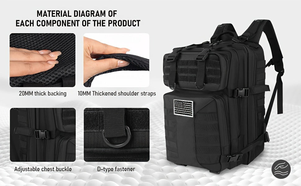 Tactical Military Backpack 50L – Large Capacity Molle Rucksack for Camping, Hiking, Hunting, Fishing & Travel, Unisex with Multiple Color Options
