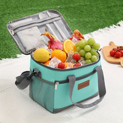 Insulated Lunch Bag Foldable Thermal Tote Leak-Proof Aluminum Foil Bento Box Carrier Reusable Cooler Bag Keeps Food Cold Fresh for Work Travel Picnic School