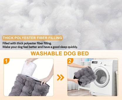 Orthopedic Dog Bed for Large Dogs - XL XXL Memory Foam Pet Bed with Removable Washable Cover, Anti-Slip Base, Faux Fur Kennel for Joint Relief, Machine Washable, Dirt-Repellent, Small Medium Large XLarge