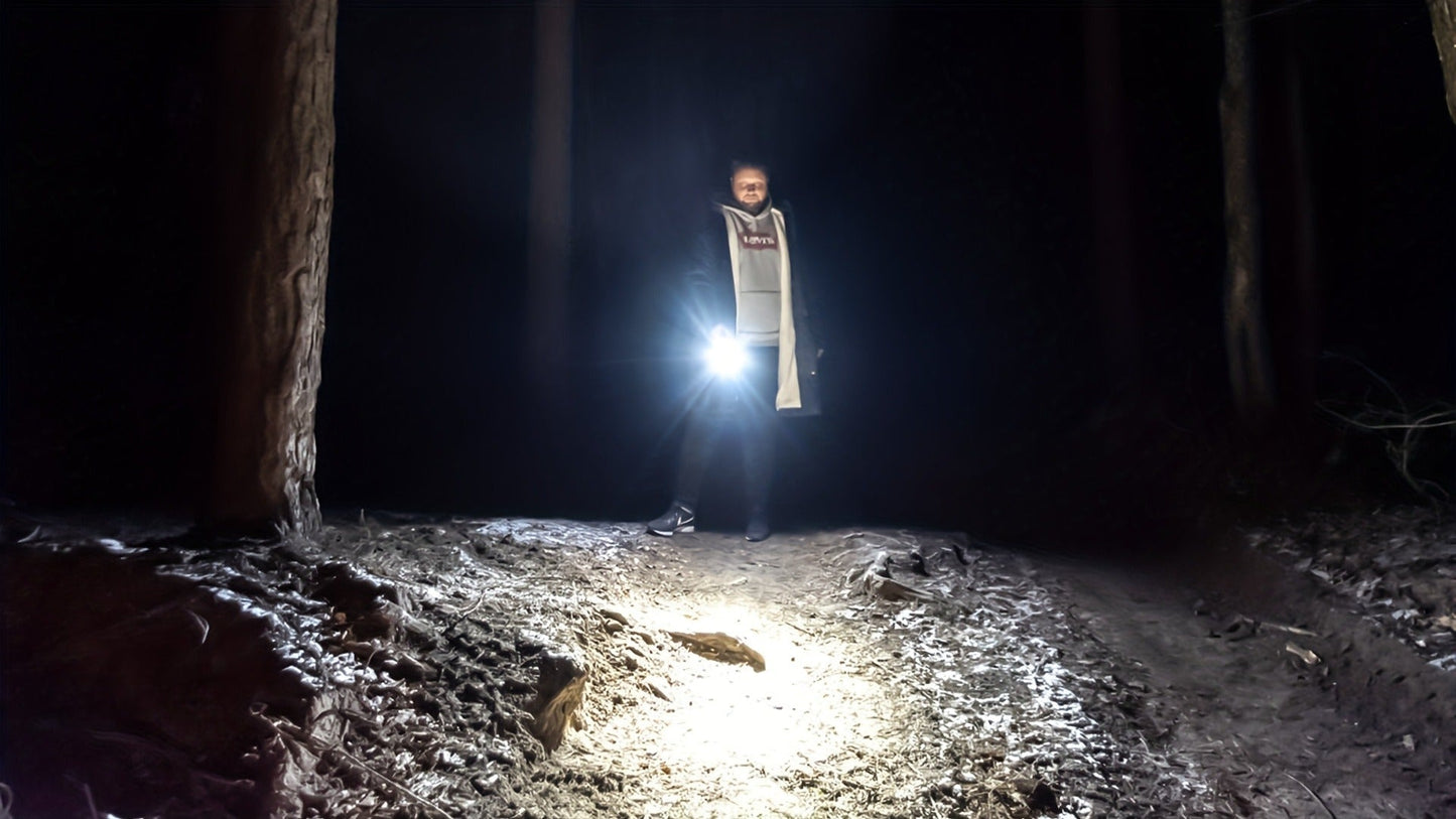EDC Pocket Flashlight, 1200 Lumen Triple Light Source with White UV Red Beam & Laser, Type-C Rechargeable 5-Mode Mini LED Torch for Emergency, Camping & Everyday Carry