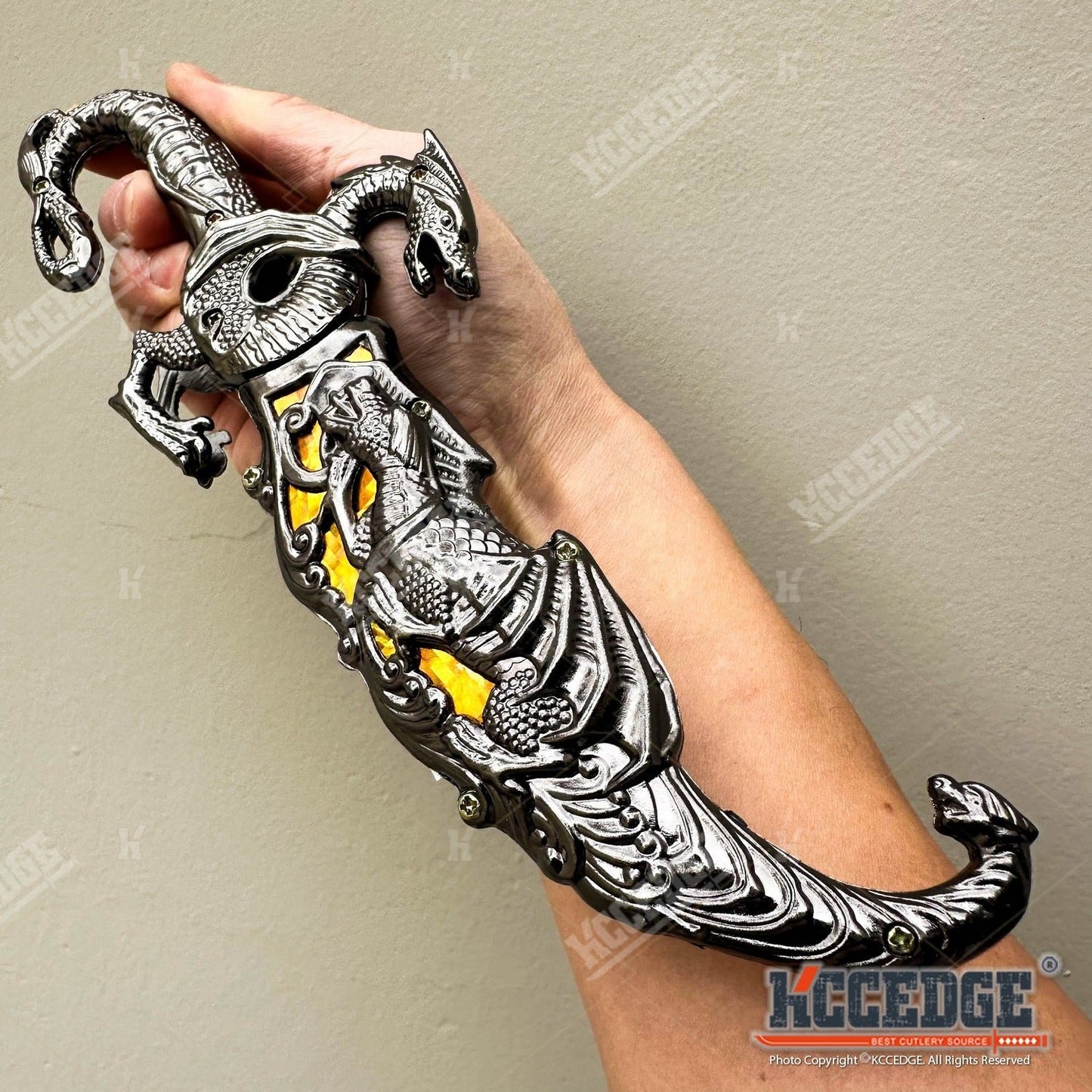 Medieval Fantasy Fixed Blade Knife with Scabbard – 9" Dragon Cosplay Collectible Dagger, 440 Stainless Steel, Historical Replica for Display & Medieval Fair Props