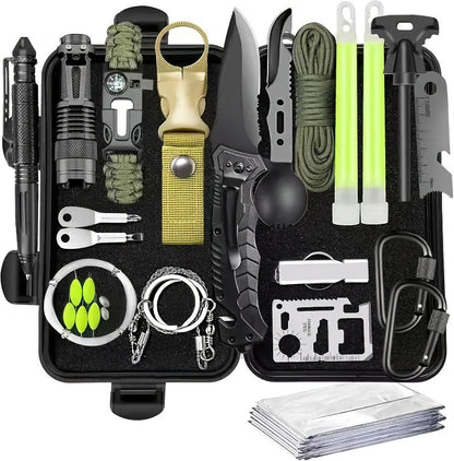 Tactical Knife Set 28-in-1 Survival Equipment – Men's Outdoor Tool Kit for Camping, Hunting, Fishing & Hiking | Perfect Father's Day Gift for Dad & Husband