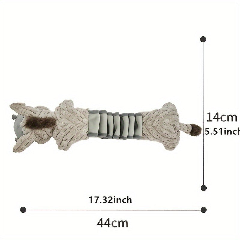 Dog Chew Toy Donkey Plush Squeaky Stretch Toy for Dogs - Durable Soft Stuffed Animal Chew Toy for Small Medium Large Dogs, Textured Spike Design, No Batteries Needed
