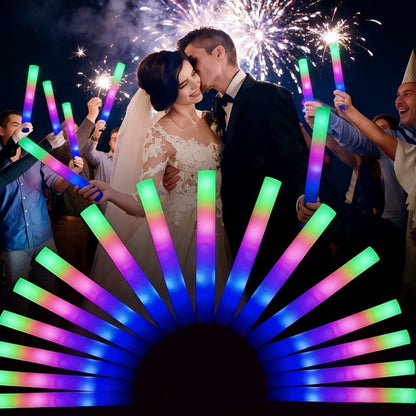 Foam Glow Sticks 100 Pack – Multicolor LED Flashing Light Sticks for Party Decoration, Christmas, Halloween, New Year, Weddings, Birthday, Concerts, Festivals, Nightclubs, Carnival & Outdoor Camping