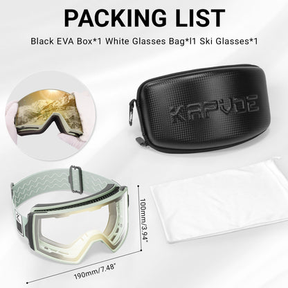 Magnetic Photochromic Ski Goggles OTG Helmet Compatible – 16-Point Magnetic Swap Lens, Triple-Layer Foam, Double Anti-Fog Dual-Layer PC 99.99% UV Protection for Men & Women, Includes Case & Bag
