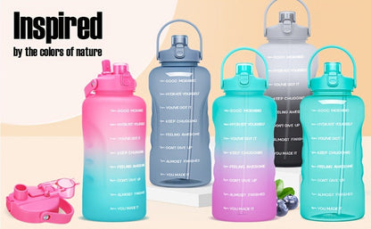 128oz 1 Gallon Water Bottle with Straw 2-in-1 Lid Tritan BPA-Free Motivational Time Marker Large Capacity Gym Sports Fitness Camping Outdoor Water Jug