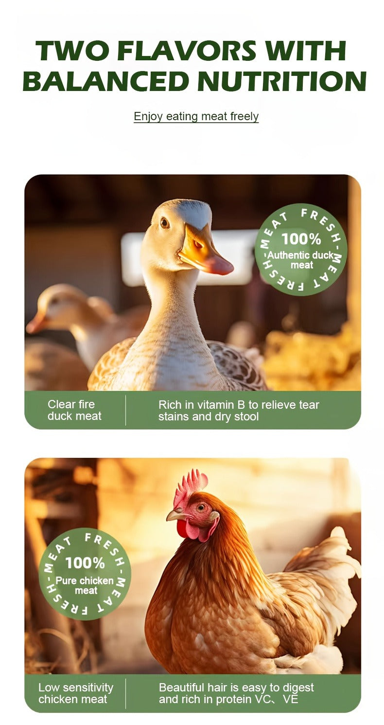Cat & Dog Treats Chicken Jerky & Duck Jerky Combo – High Protein Grain Free Training Rewards, Dental Chews, Healthy Snacks for Puppies Kittens Adult Dogs Cats, Natural Pet Nutrition