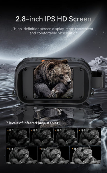 Night Vision Binoculars for Adults 4K Digital - 1080P HD Infrared Night Vision Goggles with 2.8" Screen, 10x Zoom, 7-Level 850nm IR Illuminator, 2000mAh Rechargeable Battery for Hunting Camping Boating Wildlife Observation, Gift for Men