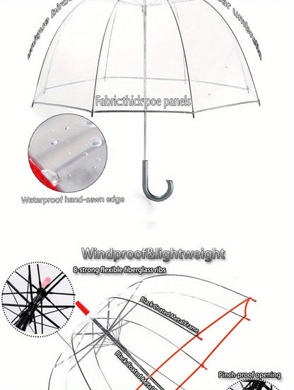 Clear Dome Bubble Umbrella 2 Pack Windproof Rainproof Auto Open 47 Inch Wide Canopy 8-Rib PVC Transparent Umbrella for Weddings Proms Graduations Outdoor Events