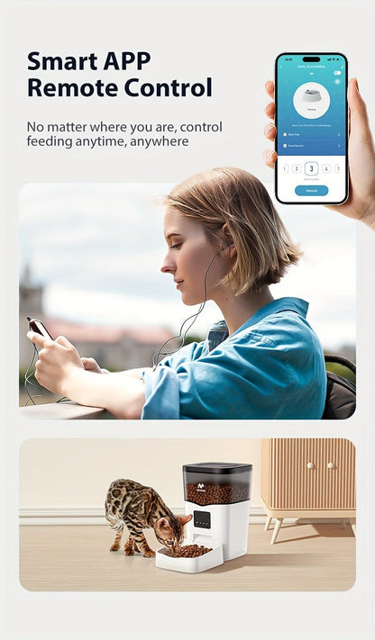 Smart WiFi Automatic Pet Feeder 101oz - App Control, Up to 10 Meals Per Day, HD Camera Option with 2.4G & 5G, Voice Assistant Compatible, USB Powered, Remote Monitoring for Cats & Dogs, IMIPAW