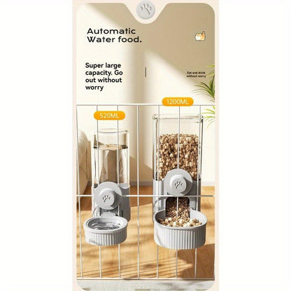Hanging Cage Pet Water Dispenser & Automatic Feeder – No-Drip Gravity Feed Bowl for Rabbits, Guinea Pigs, Hamsters & Small Animals | Cage-Mount Design, Easy Refill