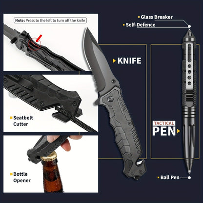 Survival Gear Kit Emergency Tool Set – Outdoor Multifunctional Camping Axe, Survival Shovel & Flint Fire Starter, 12pcs Basic or 158pcs Full Kit for Hiking, Hunting, Earthquake & Outdoor Adventures