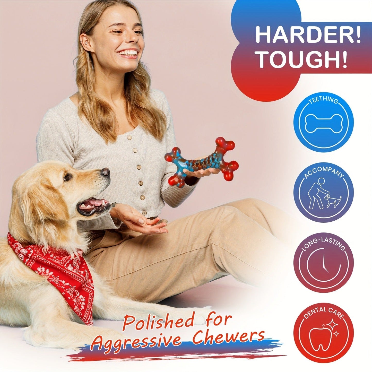 Dog Chew Toys for Aggressive Chewers - Indestructible Tough Dog Toys for Large Breed Dogs, Durable Heavy Duty Chew Toy Bundle 1/2/4/5 Pack, Long-Lasting Rubber Dog Toy for Power Chewers
