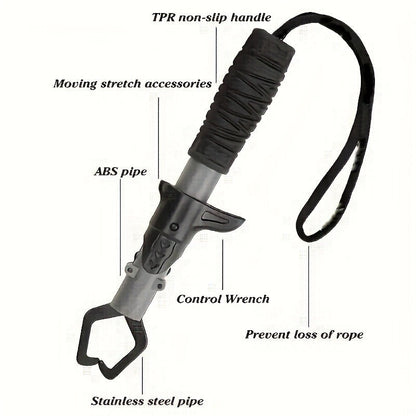 Fishing Pliers Fish Gripper Combo Set 2pcs Stainless Steel Hook Remover Line Cutter with TPR Non-Slip Handle Spring-Loaded Lock for Freshwater Saltwater Bass Trout Pike Catch and Release