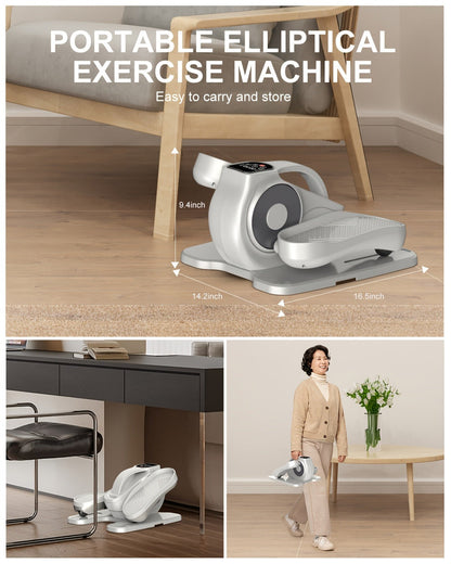 Under Desk Elliptical Machine – 12-Speed Electric Seated Leg Exerciser, Quiet & Portable Foot Pedal Trainer with Remote, for Seniors & Home Office Workouts