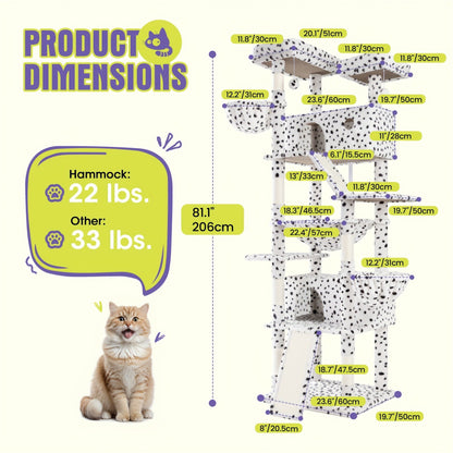 Cat Tree Tower Multi-Level for Indoor Cats - Cat Furniture with Sisal Scratching Posts, Plush Perches, Hammock, Basket & Corner Condo Cave, Hanging Toys & Climbing Ramp, Multiple Sizes & Colors