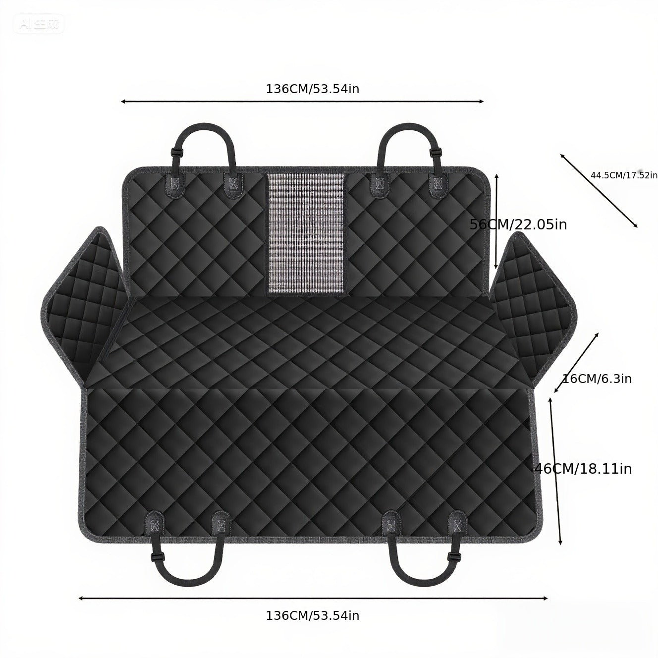 Dog Car Seat Cover for Back Seat - Waterproof Oxford & TPU Pet Seat Protector with Anti-Slip Base, Side Flaps, Seat Belt Openings & Mesh Window, Machine Washable Dog Car Cover for SUVs & Vehicles
