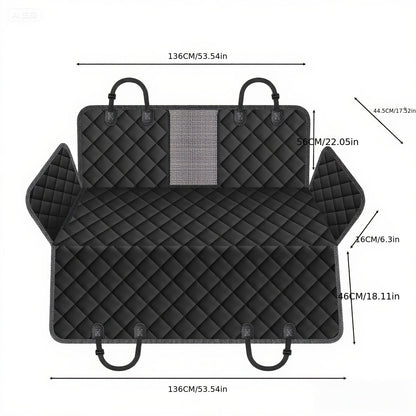 Dog Car Seat Cover for Back Seat - Waterproof Oxford & TPU Pet Seat Protector with Anti-Slip Base, Side Flaps, Seat Belt Openings & Mesh Window, Machine Washable Dog Car Cover for SUVs & Vehicles
