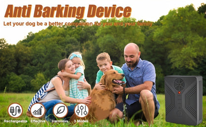 Ultrasonic Anti-Barking Device – Automatic Dog Bark Deterrent with 3 Frequency Modes & 50ft Range | Rechargeable 1500mAh, Hands-Free & Humane | Indoor & Outdoor Bark Control for All Dog Sizes | Dark Gray