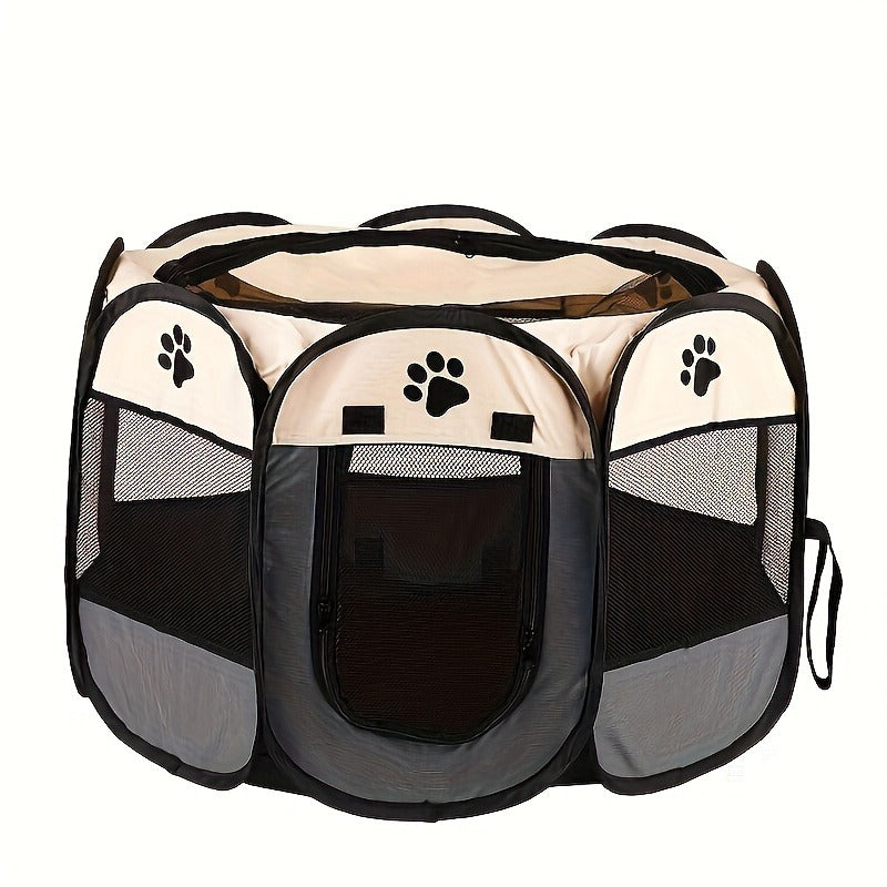 Foldable Octagonal Pet Tent & Playpen – Oxford Cloth Scratch-Resistant Dog Cage & Cat Kennel for Indoor & Outdoor Use, Portable Pet Fence for Puppies & Cats, Travel & Camping, M/L/XL