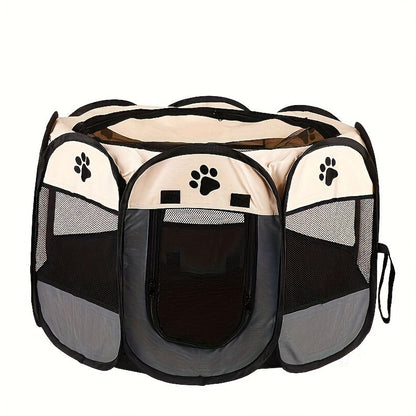 Foldable Octagonal Pet Tent & Playpen – Oxford Cloth Scratch-Resistant Dog Cage & Cat Kennel for Indoor & Outdoor Use, Portable Pet Fence for Puppies & Cats, Travel & Camping, M/L/XL