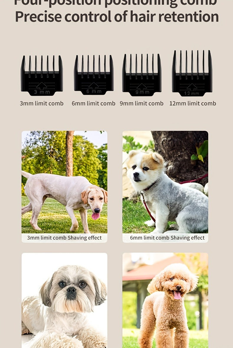Pet Grooming Clippers Rechargeable with LED Display - Cordless Electric Dog Cat Hair Clipper, Detachable Blades 4 Guide Combs Low Noise, Professional Wireless Pet Trimmer with Accessories, Red