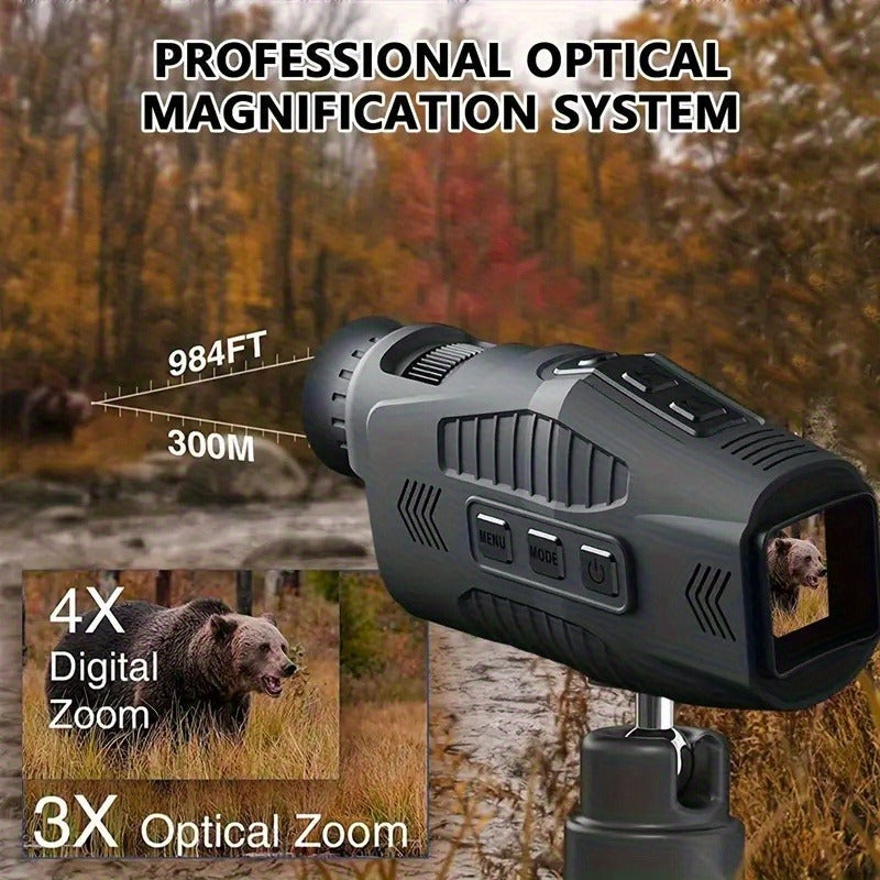 Infrared Night Vision Monocular – HD 1080P / 4K Ultra HD | USB Rechargeable Digital Night Vision Scope | 8x28mm Telescope Camera for Hunting Camping Wildlife Observation Night Photography