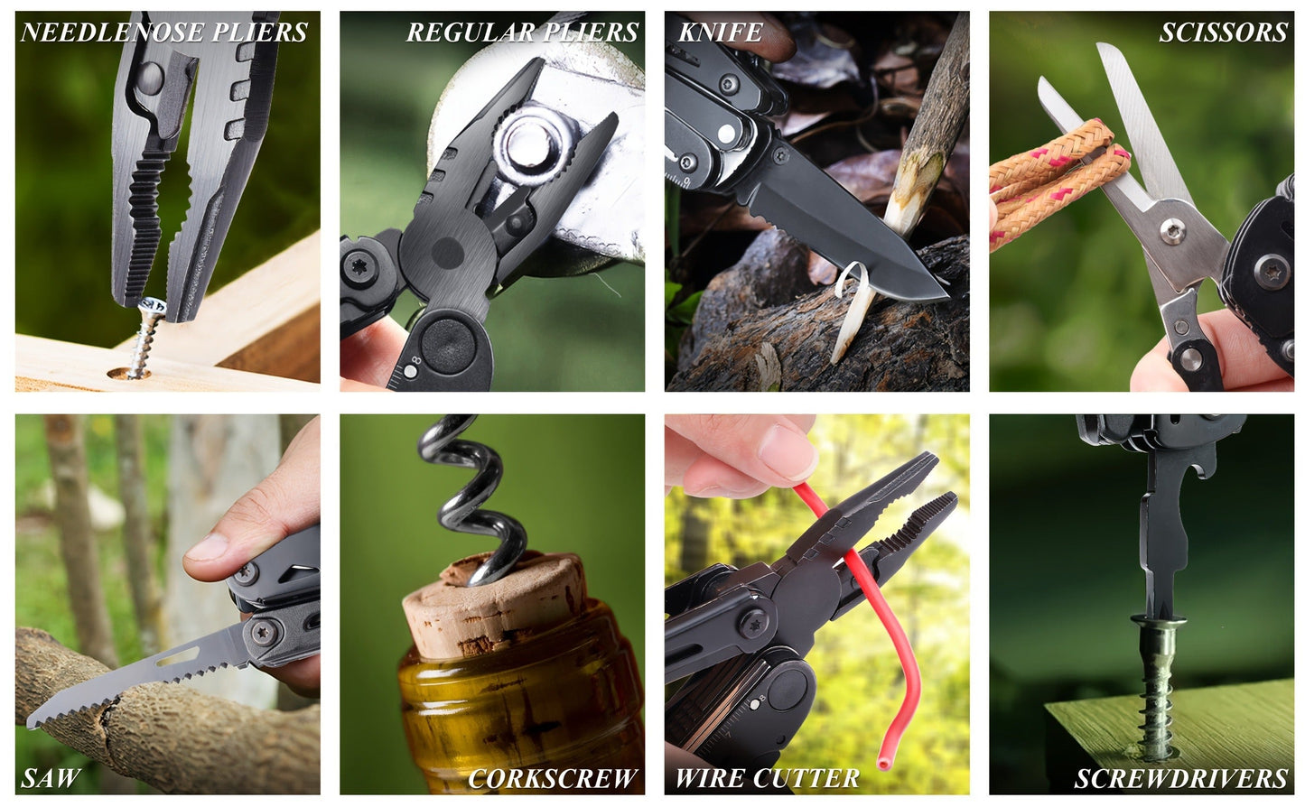 18-in-1 Stainless Steel Multitool Pocket Knife – Pliers, Scissors, Saw, Corkscrew & 9 Screwdrivers with Safety Lock & Nylon Sheath – EDC Multi-Tool for Camping, Hiking & Survival