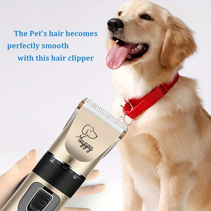 12-in-1 Pet Hair Trimmer Kit USB Rechargeable - Professional Cordless Electric Clippers for Dogs Cats Puppies Kittens, Adjustable Blade 5 Guide Combs Nail Clipper Scissors, Silent Home Grooming Set